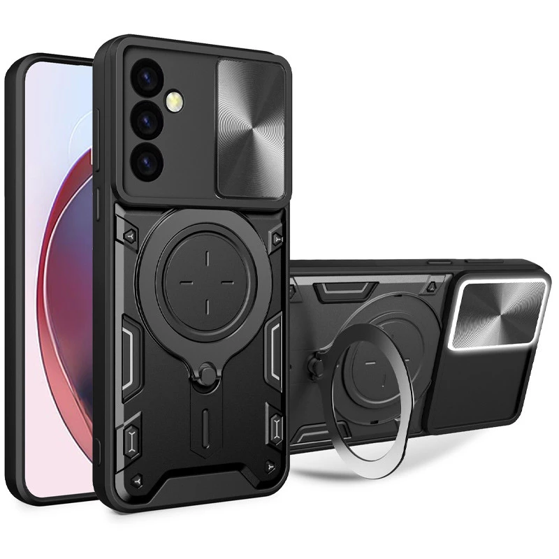 

Ударостійкий чохол Bracket Ringstand із захисною шторкою для камери на Samsung Galaxy S23 FE (Black)