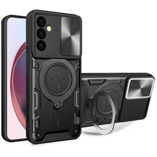 Ударостійкий чохол Bracket Ringstand із захисною шторкою для камери на Samsung Galaxy S23 FE фото 1 з 6