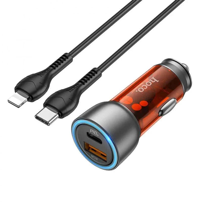 

АЗУ Hoco NZ8 PD43W + QC3.0 + Type-C to Lightning (Оранжевый), Помаранчевий