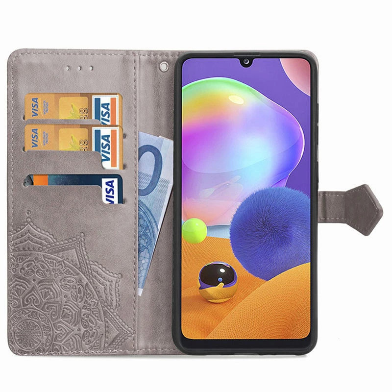 Шкіряний чохол-книжка Art Case з візитницею для Samsung Galaxy A14 4G/5G – Сірий. Фото 2 з 4
