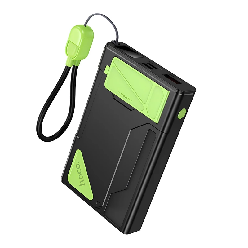 Портативний ЗП Power Bank Hoco DB83 22.5W+PD20W з БЗП+Watch 10000 mAh – Black / Green. Фото 2 з 6