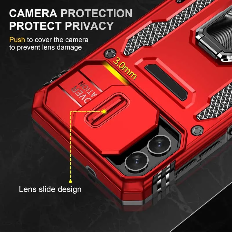 Ударостійкий чохол Square Ring зi шторкою на камеру на Samsung Galaxy A07 – Червоний / Red. Фото 4 з 6