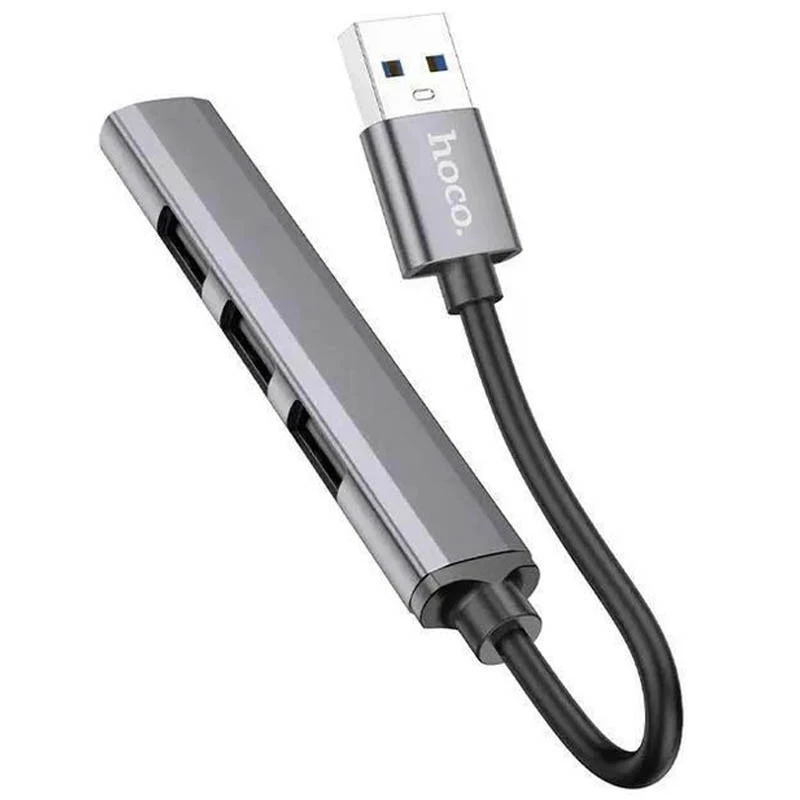 Перехідник Hoco HB26 4in1 (USB to USB3.0+USB2.0*3) – Metal gray. Фото 3 з 4