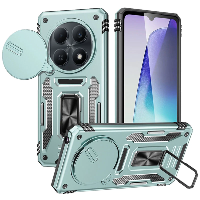 Ударопрочный чехол Square Ring c шторкой на камеру для Xiaomi Redmi Note 15 4G/5G (EU) – Зеленый / Light Green. Фото 1 из 1