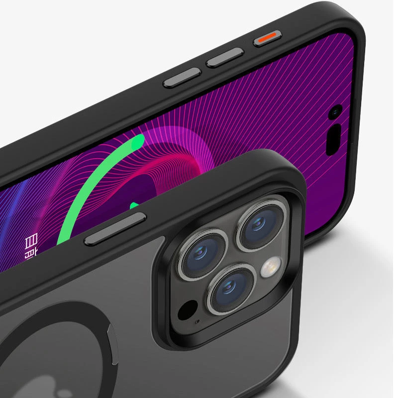 Кольоровий TPU+PC з металевими кнопками, кільцем та MagSafe на Apple iPhone 16 Pro Max – Black. Фото 14 з 16