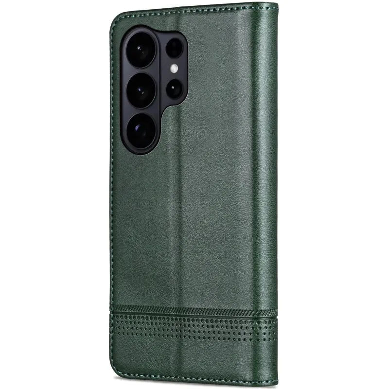 Шкіряний чохол-книжка AZNS Classic series для Samsung Galaxy S26 Ultra – Dark Green. Фото 2 з 4