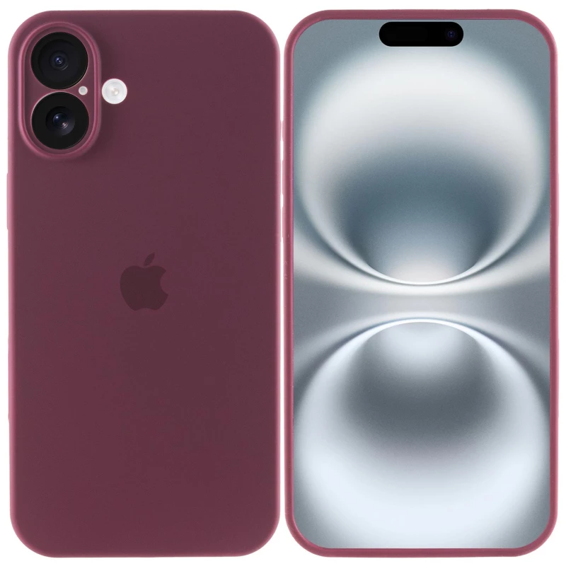Чехол Silicone Case с защитой камеры для Apple iPhone 16 – Бордовый / Plum. Фото 3 из 8