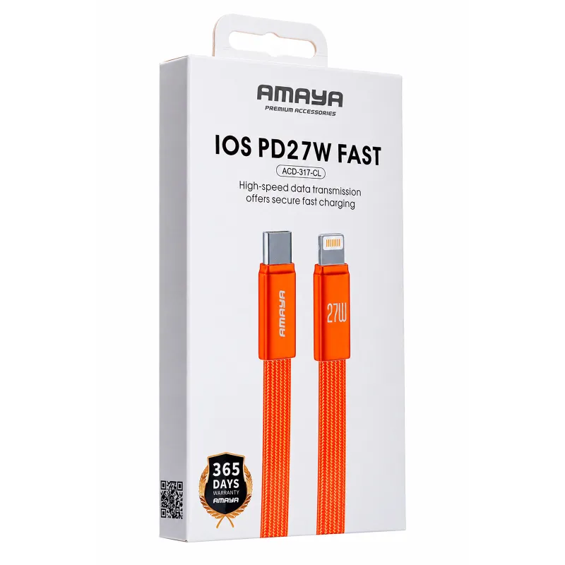 Дата кабель Amaya 317CL Type-C to Lightning 27W (1.2m) – Orange. Фото 3 з 7