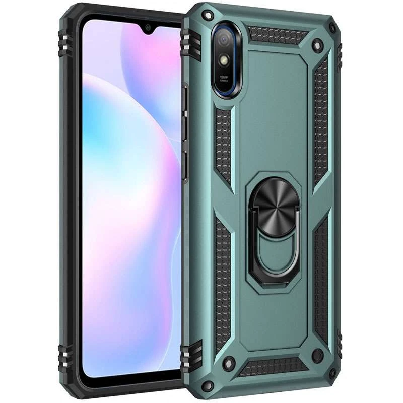 

Протиударний чохол Serge Ring з кільцем на Xiaomi Redmi 9A (Зелений)