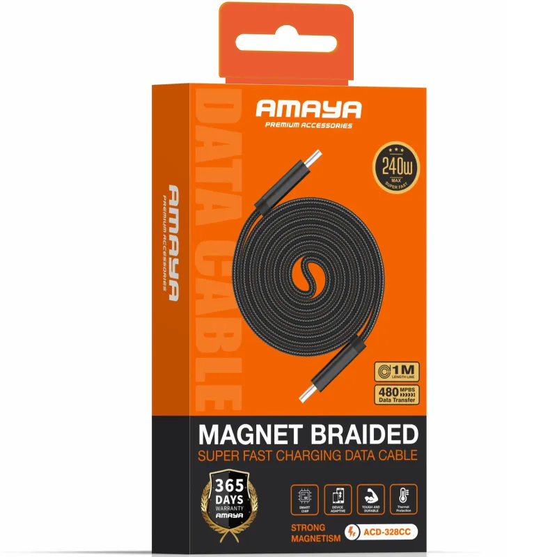 Дата кабель Amaya 328CC Type-C to Type-C 240W (1m) – Black. Фото 2 з 2