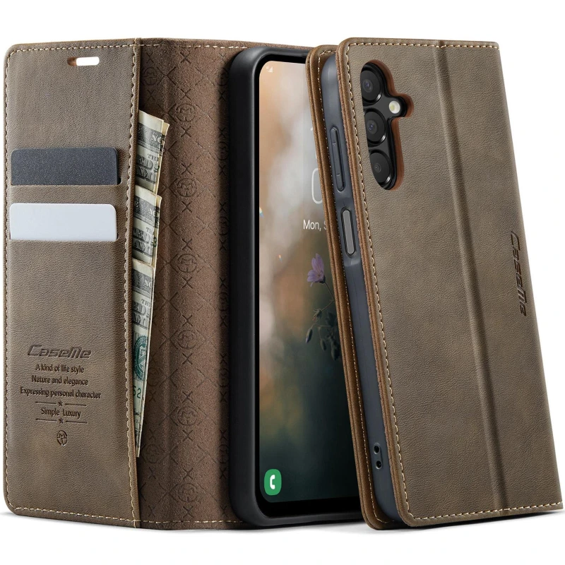 Шкіряний чохол-книжка CaseMe Velvet Matte для Samsung Galaxy A17 4G/5G – Coffee. Фото 2 з 5