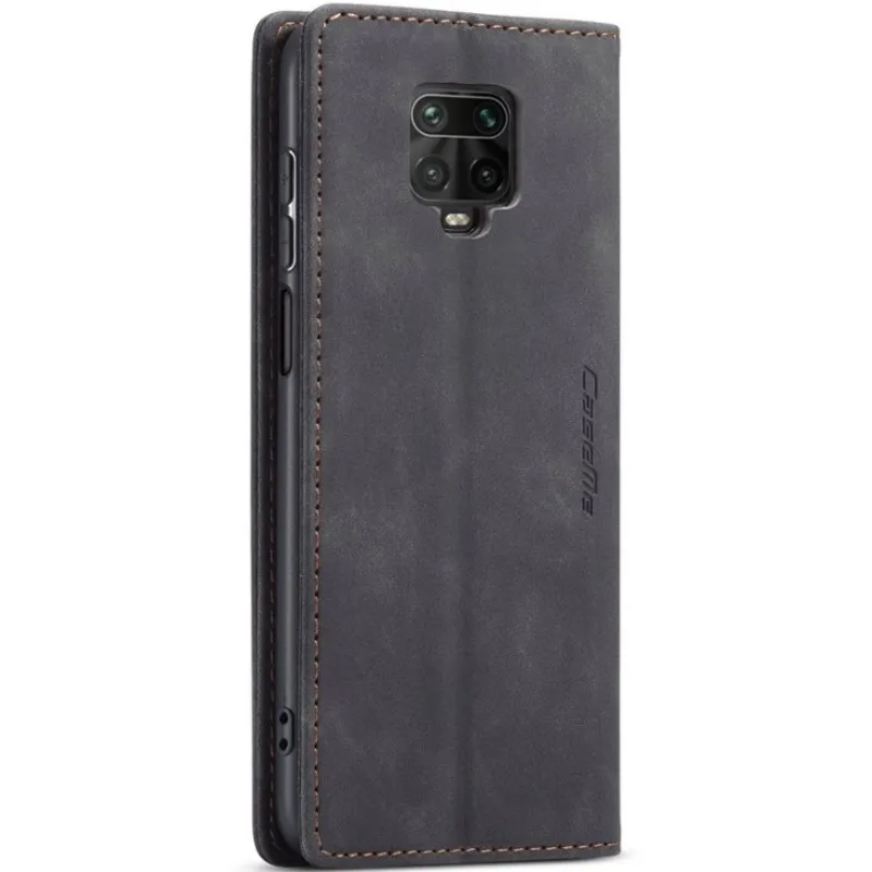Кожаный чехол-книжка CaseMe Velvet Nubuck для Xiaomi Redmi Note 9s / Note 9 Pro / Note 9 Pro Max – Black. Фото 4 из 5