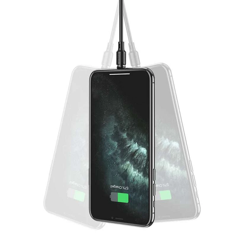 Дата кабель Hoco X52 "Sereno magnetic" USB to Lightning (1m) – Чорний. Фото 7 з 8
