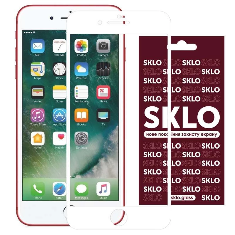 Захисне скло SKLO 3D Apple iPhone SE (2020) – Білий. Фото 1 з 4