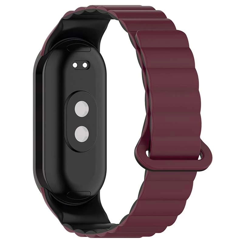 Ремінець Dual-color Magnetic для Xiaomi Mi Band 9/8 – Plum / Black. Фото 3 з 8