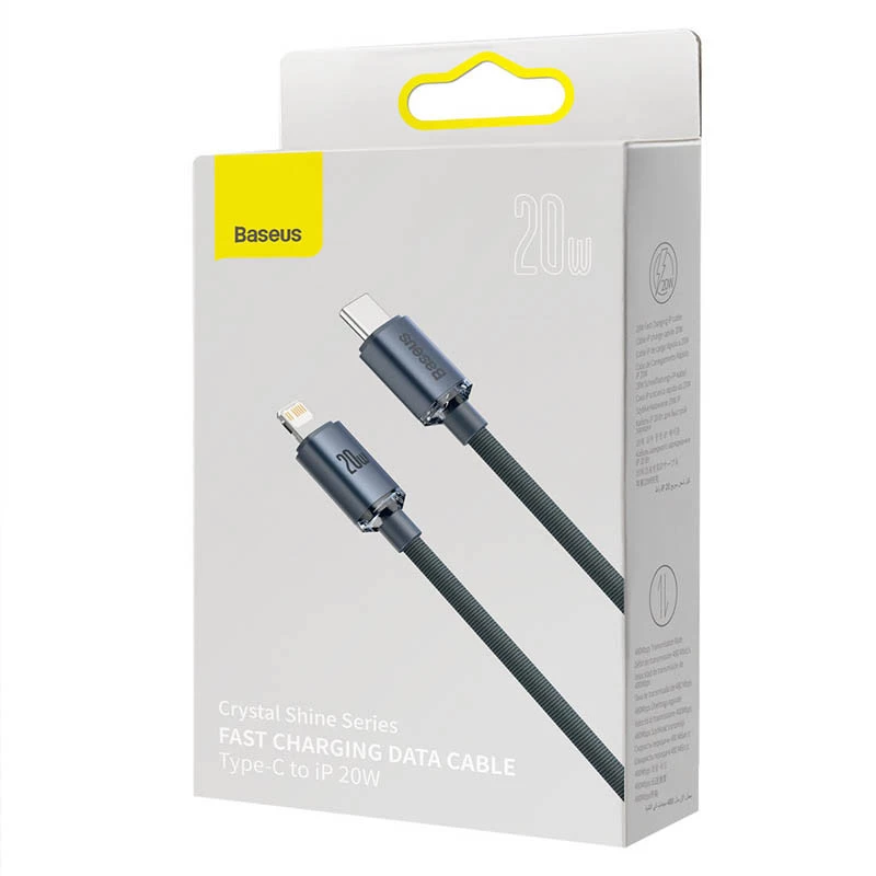 Дата кабель Baseus Crystal Shine Series Type-C to Lightning 20W (1.2m) (CAJY00020) – Black. Фото 6 з 7