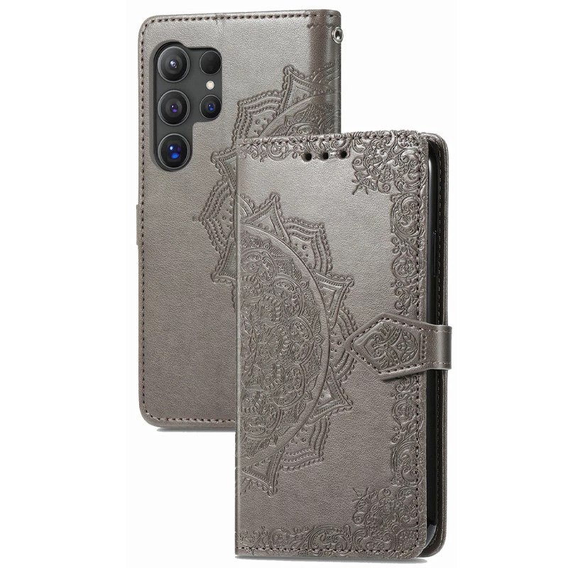 Кожаный чехол-книжка Art Case с визитницей для Samsung Galaxy S25 Ultra – Серый. Фото 11 из 11