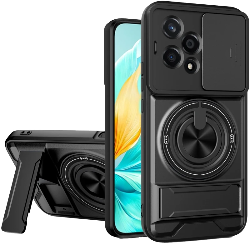 Ударостійкий чохол Camshield StandRing case для Oppo Reno 15 – Black. Фото 2 з 3