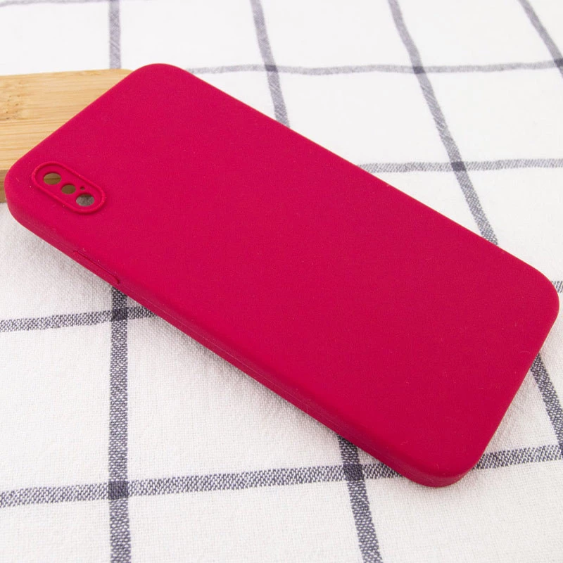 Чехол Silicone Case Square L с защитой камеры для Apple iPhone XS (5.8") – Красный / Rose Red. Фото 2 из 3