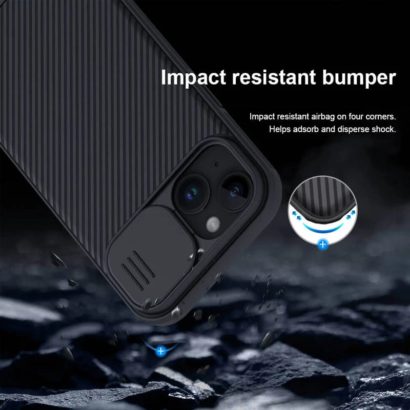 Карбована накладка Nillkin Pro зі шторкою для камери на Apple iPhone 15 (6.1") – Black. Фото 6 з 7