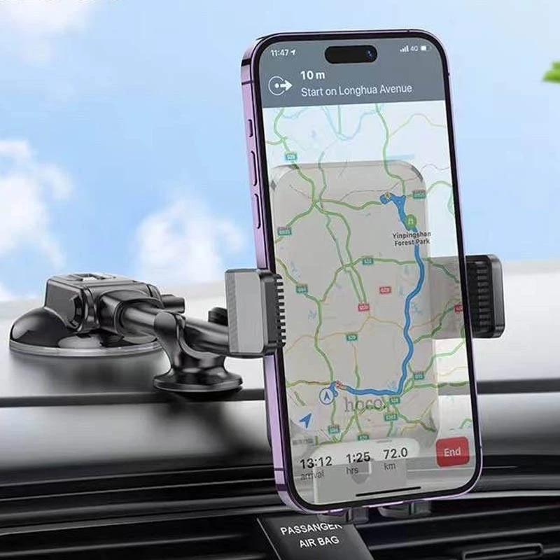 Автодержатель Hoco H27 Rock push-type (center console) – Black / Gray. Фото 5 из 6