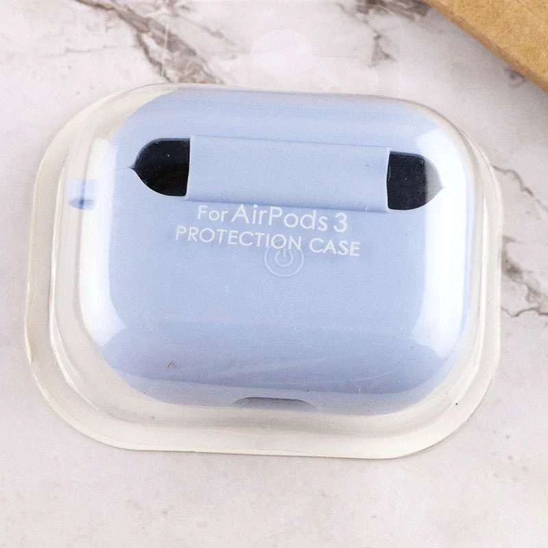 Силіконовий футляр з мікрофіброю для навушників Airpods 3 – Блакитний / Lilac Blue. Фото 4 з 4