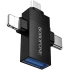 Перехідник Borofone BV26D 3in1 Lightning male/Type-C male/Micro male to USB2.0 female – Black. Фото 1 з 6