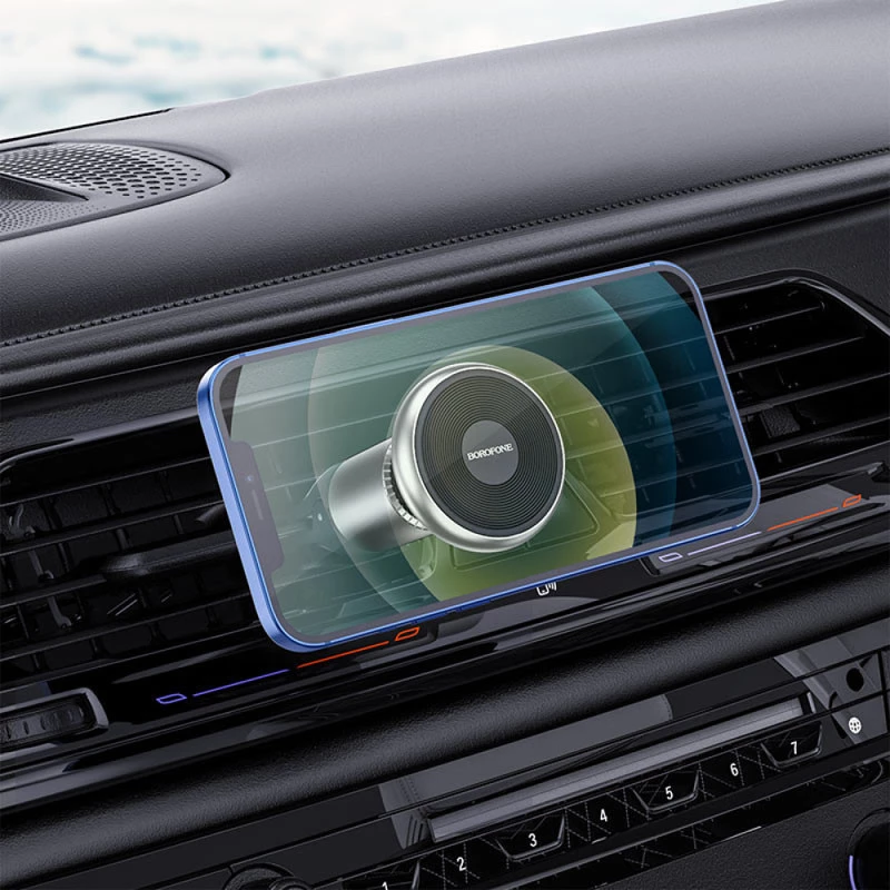 Автодержатель Borofone BH47 Cool move air outlet magnetic (extended version) – Black / Silver. Фото 7 из 7