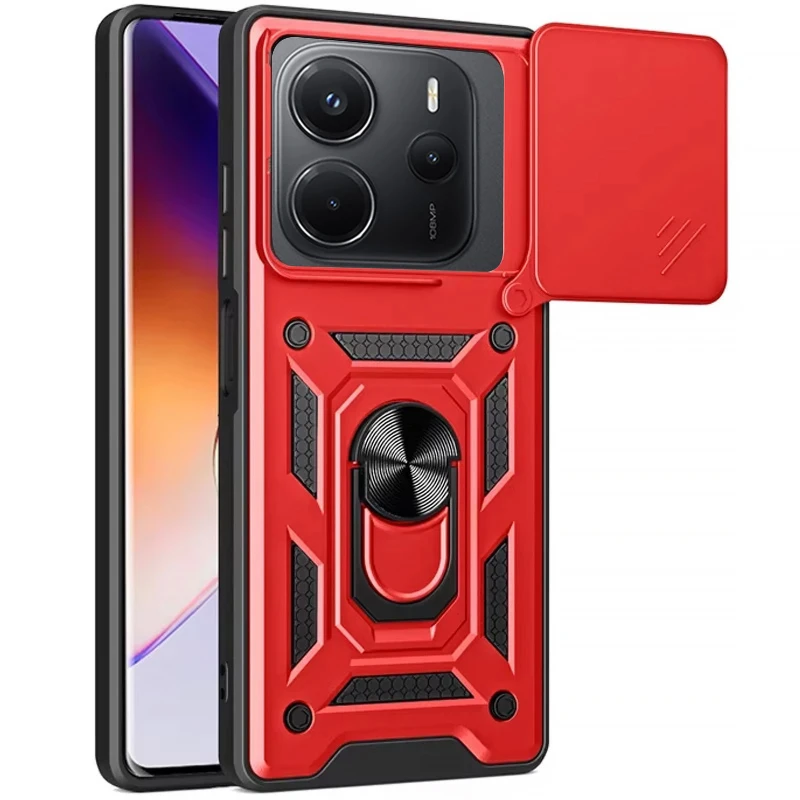 Удароміцний чохол Ummi Camshield Serge Ring (in box) для Xiaomi Redmi Note 14 4G (Europe version) – Червоний. Фото 1 з 1