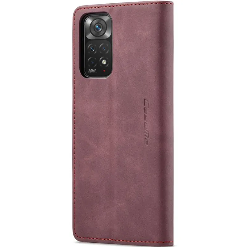Кожаный чехол-книжка CaseMe Velvet Nubuck для Xiaomi Redmi Note 11 (Global) / Note 11S – Red. Фото 4 из 6
