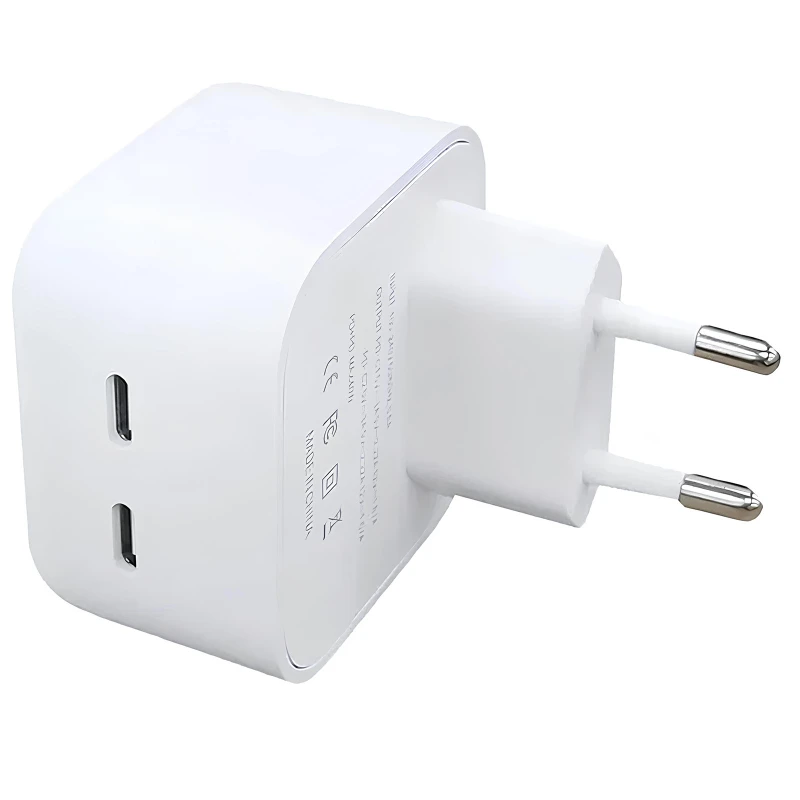 СЗУ 35W Dual Mini Power Adapter for Apple (2USB-C) (AA) (box) – White. Фото 2 из 3