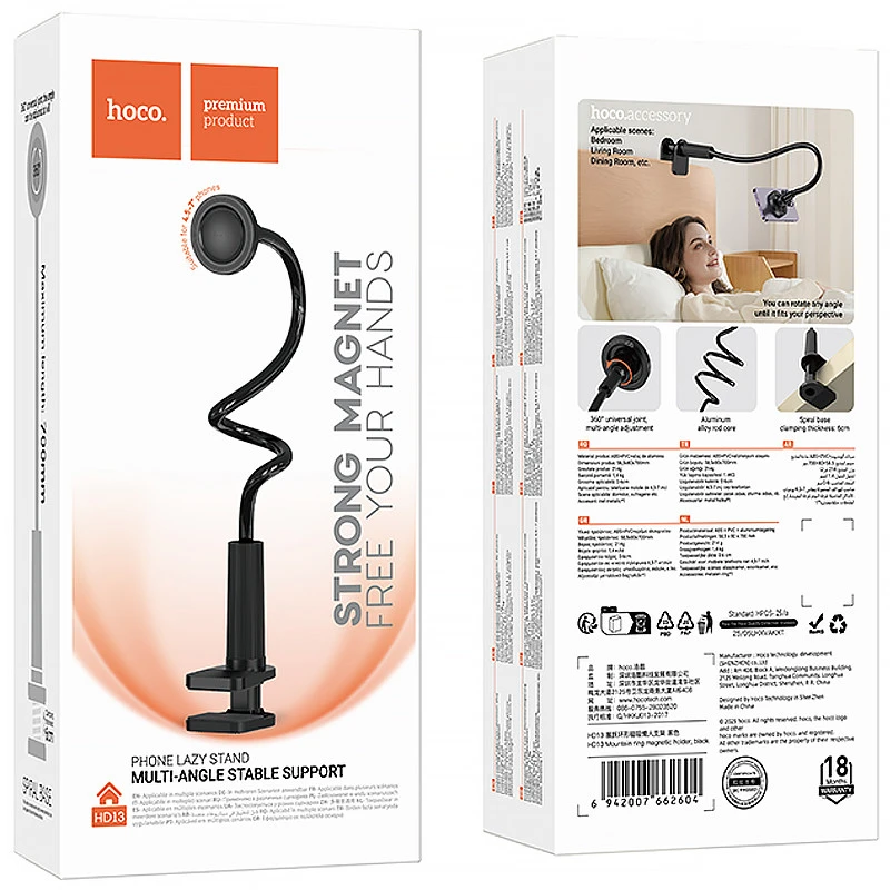 Держатель настольный Hoco HD13 Mountain magnetic – Black. Фото 6 из 6