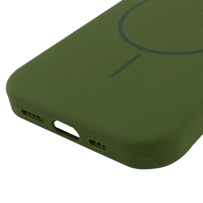 Чохол Silicone Armor Max no logo with MagSafe для Apple iPhone 12 (6.1") – Зелений / Dark Olive. Фото 7 з 7