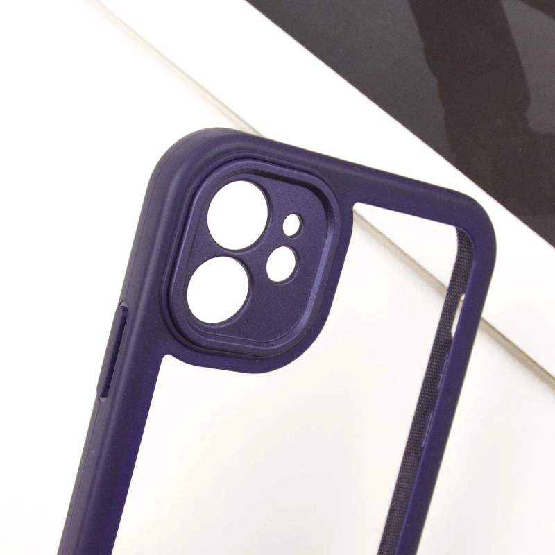 Прозорий силіконовий чохол з кольоровою на окантовкою на Apple iPhone 12 (6.1") – Purple. Фото 5 з 9