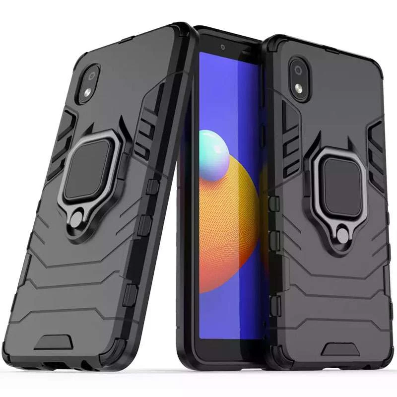 Противоударный чехол Transformer с кольцом для Samsung Galaxy M01 Core / A01 Core – Черный / Soul Black. Фото 6 из 7
