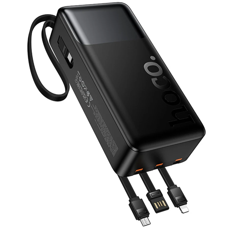 Портативное ЗУ Power Bank Hoco J156B Founder 22.5W+PD20W with four cables 30000 mAh – Black. Фото 4 из 6
