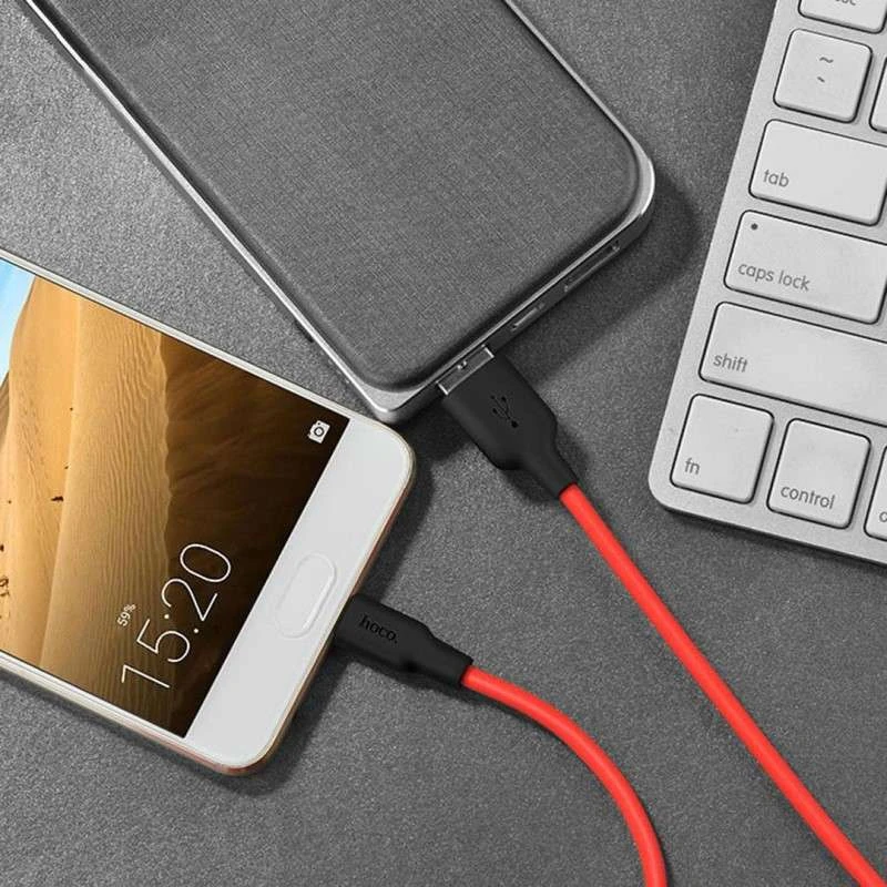 Дата кабель Hoco X21 Silicone Type-C Cable (1m) – Чорний / Червоний. Фото 4 з 6