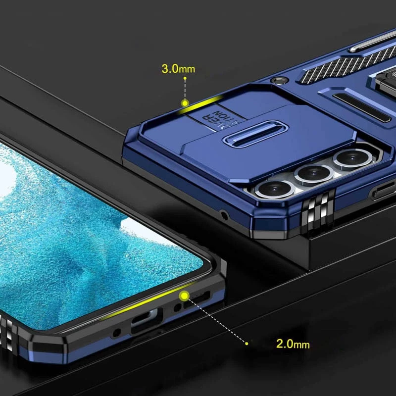 Ударостійкий чохол Square Ring зi шторкою на камеру на Samsung Galaxy S25+ – Синій / Navy. Фото 8 з 13