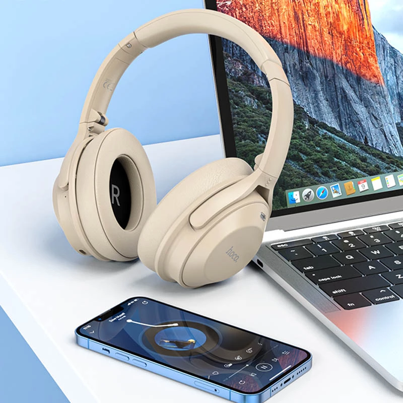 Накладные наушники Hoco W37 Sound Active Noise Reduction – Gold champagne. Фото 3 из 4