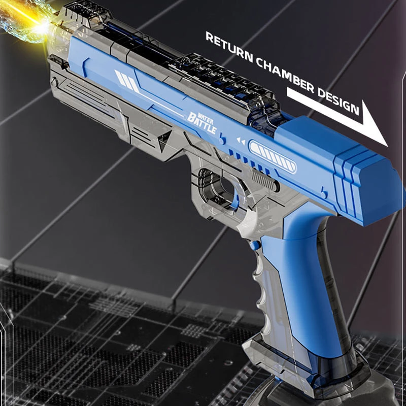 Водяний акумуляторний пістолет Water Gun 66-35 (500ml) with lithium battery – Transparent blue. Фото 3 з 5