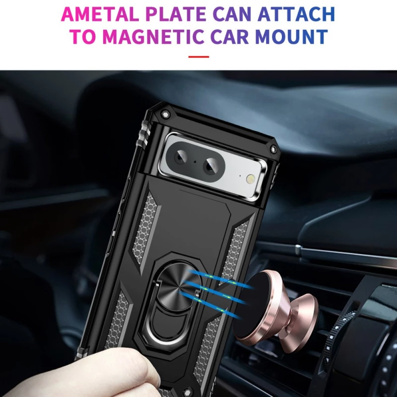 Противоударный чехол Serge Ring с кольцом для Google Pixel 8 – Черный. Фото 5 из 7