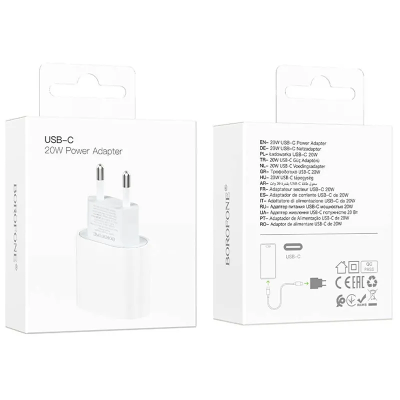 МЗП Borofone BA100A Original PD20W (1USB-C) – White. Фото 2 з 7