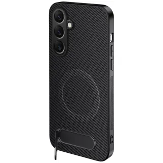 TPU+PC чохол Carbon Kickstand Magnetic Case для Samsung Galaxy A57 5G — Black