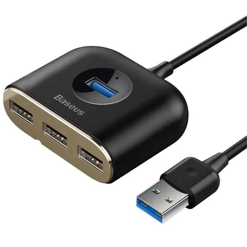 Перехідник HUB Baseus Square round 4-in-1 UBS3.0 1m – Black. Фото 2 з 5