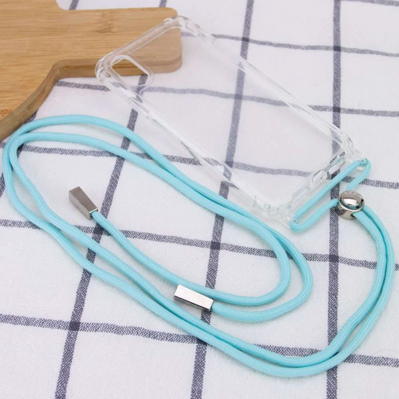 Прозорий силіконовий чохол з кольоровим ремінцем на Apple iPhone XS Max (6.5") – Бірюзовий. Фото 3 з 3