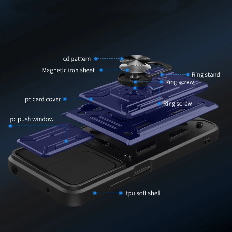 Ударостійкий чохол з відсіком для карток на Samsung Galaxy M55 – Blue. Фото 2 з 5