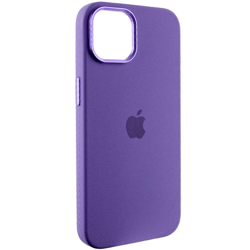 Чехол Silicone Case с металлическими кнопками для Apple iPhone 14 (6.1") – Фиолетовый / Iris. Фото 2 из 9