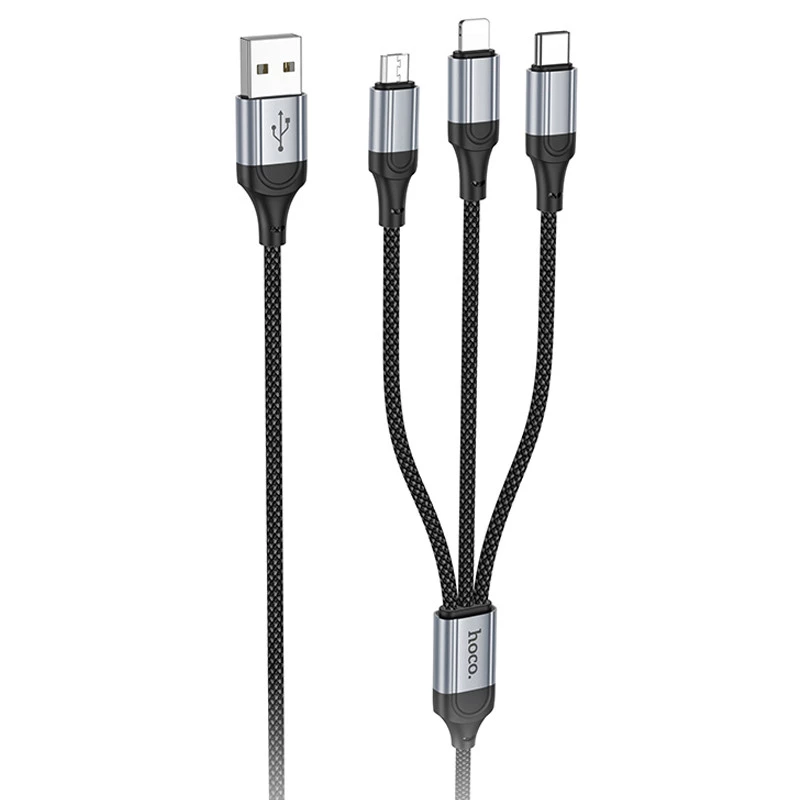 Дата кабель Hoco X102 Fresh 3in1 USB to Lightning + MicroUSB + Type-C (1m) фото 1 з 1