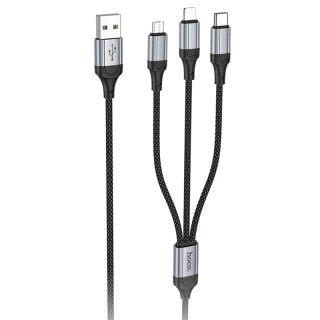 Дата кабель Hoco X102 Fresh 3in1 USB to Lightning + MicroUSB + Type-C (1m) фото 1 з 8