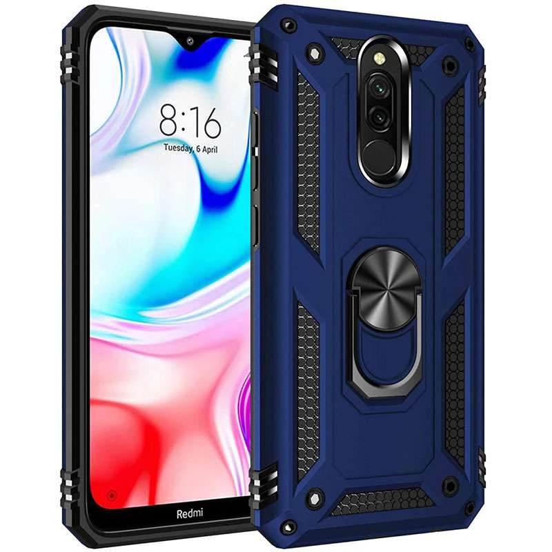

Протиударний чохол Serge Ring з кільцем на Xiaomi Redmi 8a (Темно-синій)